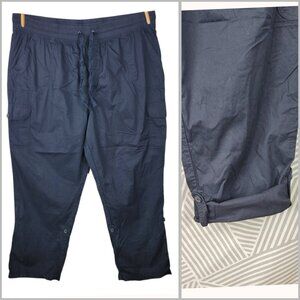 NEW Woman Within Convertible Cargo Pants Plus 24W Casual Capri Stretch Black